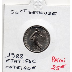 1/2 Franc Semeuse Nickel 1988 FDC, France pièce de monnaie
