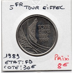 5 francs Tour eiffel Nickel 1989 FDC, France pièce de monnaie