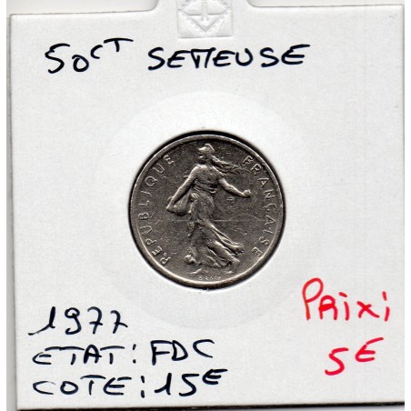 1/2 Franc Semeuse Nickel 1977 FDC, France pièce de monnaie