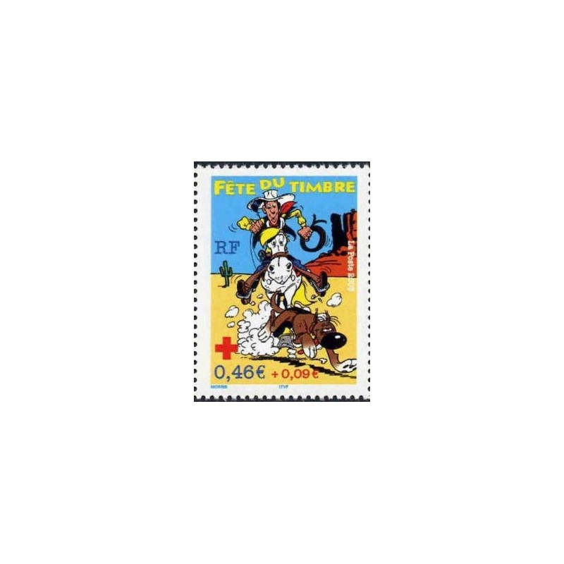 Timbre France Yvert No 3547 Fete du timbre Lucky Luke issu de carnet 0.46€ + 0.09€