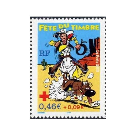 Timbre France Yvert No 3547 Fete du timbre Lucky Luke issu de carnet 0.46€ + 0.09€
