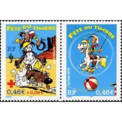 Timbre France Yvert No P3547 Fete du timbre Lucky Luke paire  issu de carnet