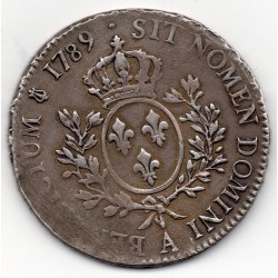 Ecu aux branches d'oliviers 1789 A Paris Louis XVI TB+ pièce de monnaie royale