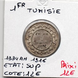 Tunisie, 1 franc 1916 - 1334 AH Sup, Lec 218 pièce de monnaie