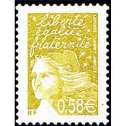 Timbre France Yvert No 3570 Marianne de Luquet 0.58€ jaune olive