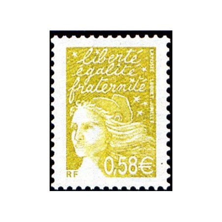 Timbre France Yvert No 3570 Marianne de Luquet 0.58€ jaune olive