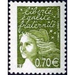 Timbre France Yvert No 3571 Marianne de Luquet 0.70€ vert olive