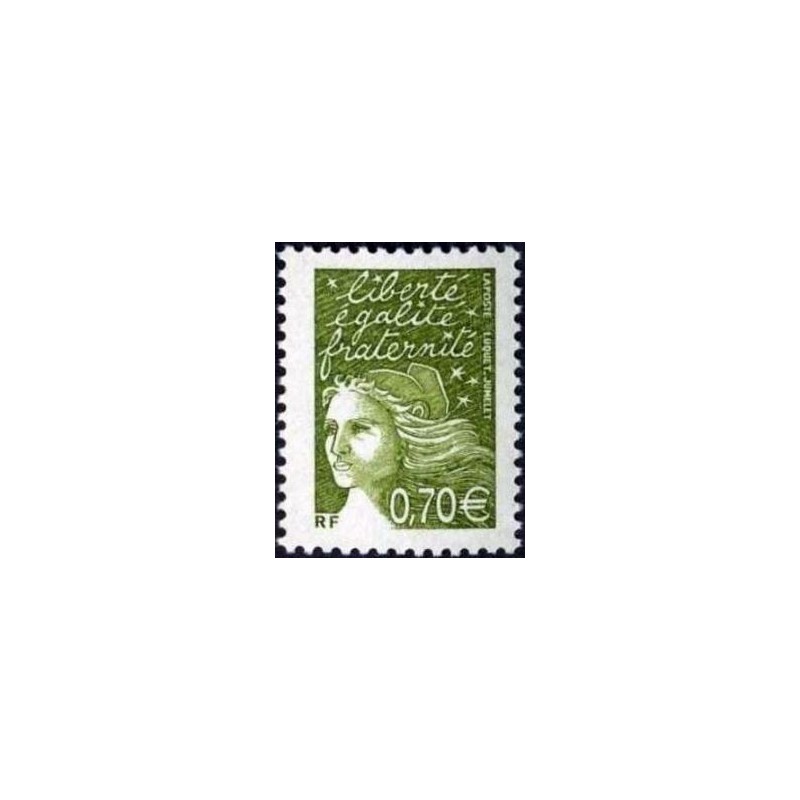 Timbre France Yvert No 3571 Marianne de Luquet 0.70€ vert olive