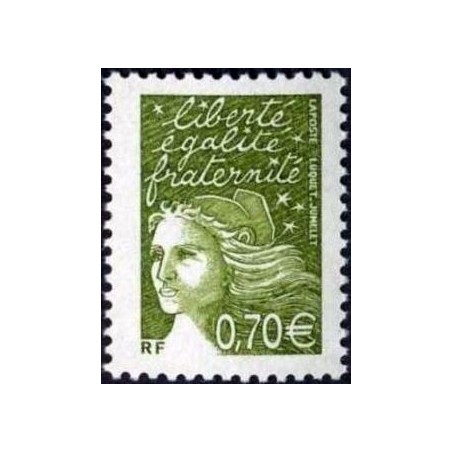 Timbre France Yvert No 3571 Marianne de Luquet 0.70€ vert olive