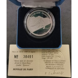 100 franc argent BE 1989 Jo Albertville Ski alpin pièces de monnaies de Paris