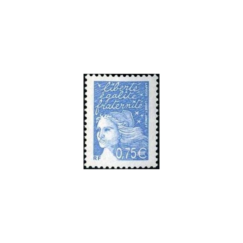 Timbre France Yvert No 3572 Marianne de Luquet 0.75€ bleu ciel