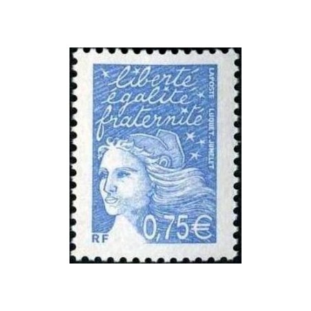 Timbre France Yvert No 3572 Marianne de Luquet 0.75€ bleu ciel