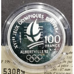 100 franc argent BE 1991 Jo Albertville Ski de fond pièces de monnaies de Paris