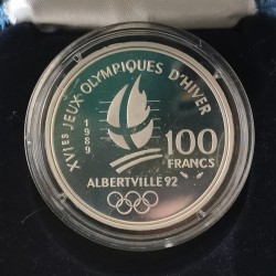 100 franc argent BE 1989 Jo Albertville Ski alpin pièces de monnaies de Paris