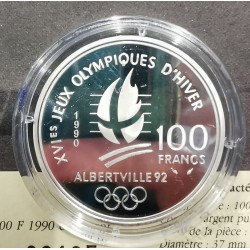 100 franc argent BE 1990 Jo Albertville Bobsleigh pièces de monnaies de Paris