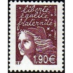 Timbre France Yvert No 3575 Marianne de Luquet 1.90€ brun prune