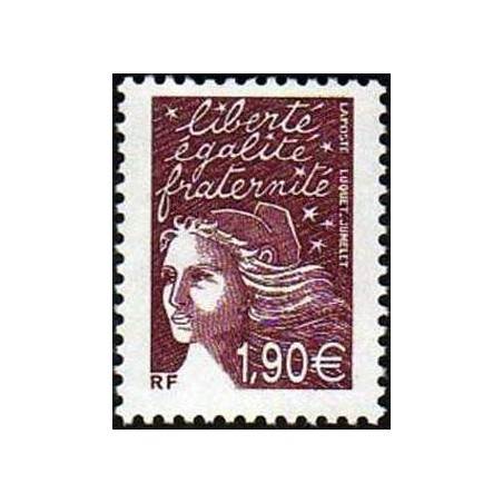 Timbre France Yvert No 3575 Marianne de Luquet 1.90€ brun prune