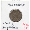 Allemagne 10 pfennig 1903 J, TTB KM 12 pièce de monnaie