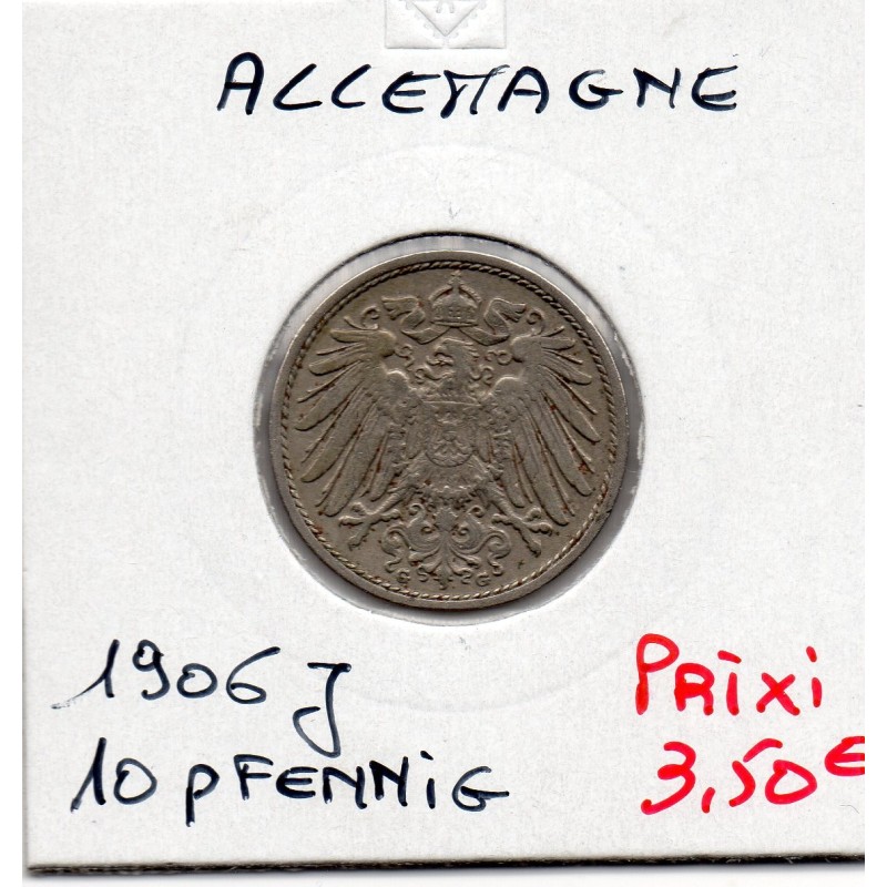 Allemagne 10 pfennig 1906 G, TTB+ KM 12 pièce de monnaie