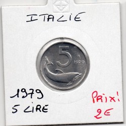 Italie 5 Lire 1979 FDC,  KM 92 pièce de monnaie