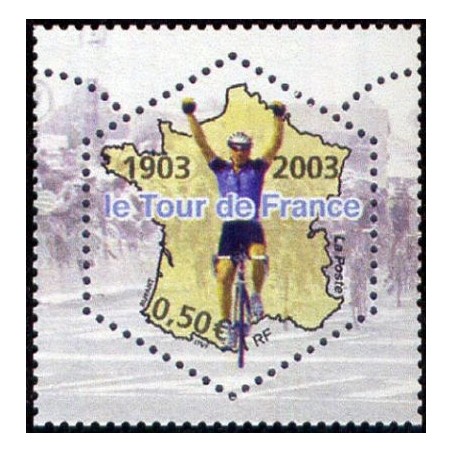 Timbre France Yvert No 3583 Centenaire du tour de France cycliste, issu du bloc