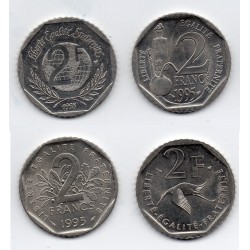 série de 4 monnaies de  2 francs Commémoratives Nickel 1993-1998 Sup, France pièce de monnaie