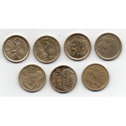 Série Espagne 5 pesetas commemoratives 1993-1999 TTB à Sup, pièce de monnaie