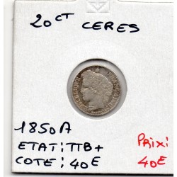 20 centimes Cérès 1850A Paris TTB+, France pièce de monnaie