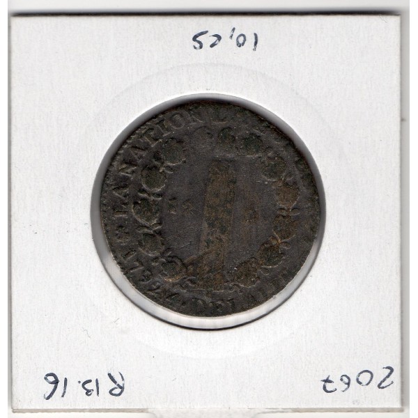 12 denier Constitution Louis XVI 1792 An 4 A leopard gauche et lyre Paris TB, France pièce de monnaie
