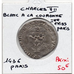 Blanc à la couronne Charles VII (1436) 1ere emission pièce de monnaie royale