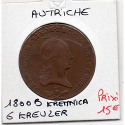 Autriche 6 kreuzer 1800 B Kremnica TTB, KM 2128 pièce de monnaie
