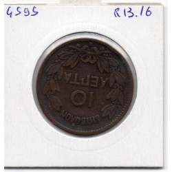 Grece 10 Lepta 1869 BB Strasbourg TB, KM 43 pièce de monnaie