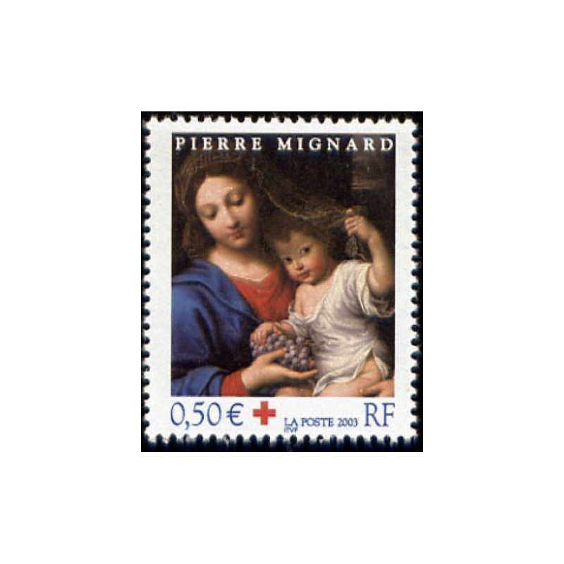 Timbre France Yvert No 3620 Croix rouge, la vierge à la grappe de Pierre Mignard