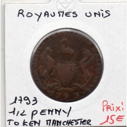 Grande Bretagne Token 1/2 Penny 1793 TB, Manchester pièce de monnaie