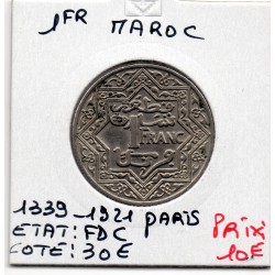 Maroc 1 franc 1339 AH -1921 FDC, Lec 213 pièce de monnaie