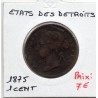 Etablissement des Détroits 1 cent 1875 TB+, KM 9 pièce de monnaie