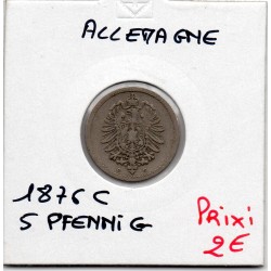 Allemagne 5 pfennig 1876 C TTB KM 3 pièce de monnaie