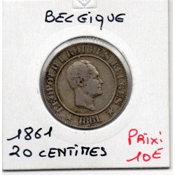 Belgique 20 centimes 1861 TTB, KM 20 pièce de monnaie