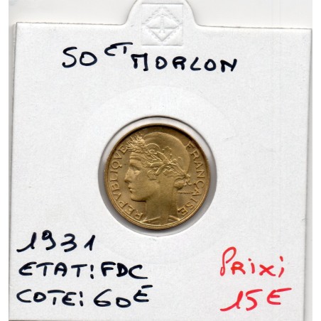50 centimes Morlon 1931 FDC, France pièce de monnaie