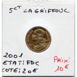 5 centimes Lagriffoul 2001 FDC, France pièce de monnaie
