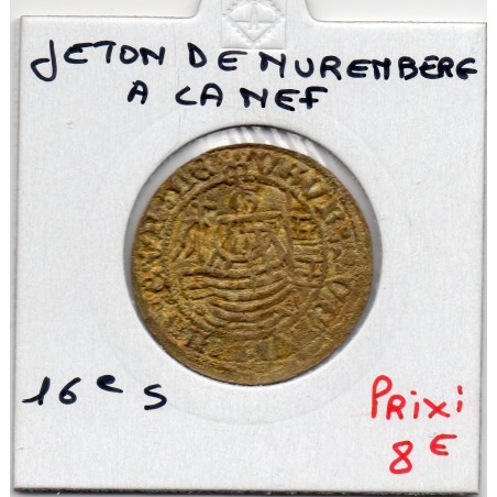 Jeton de nuremberg de compte à la nef laiton, 16eme siecle