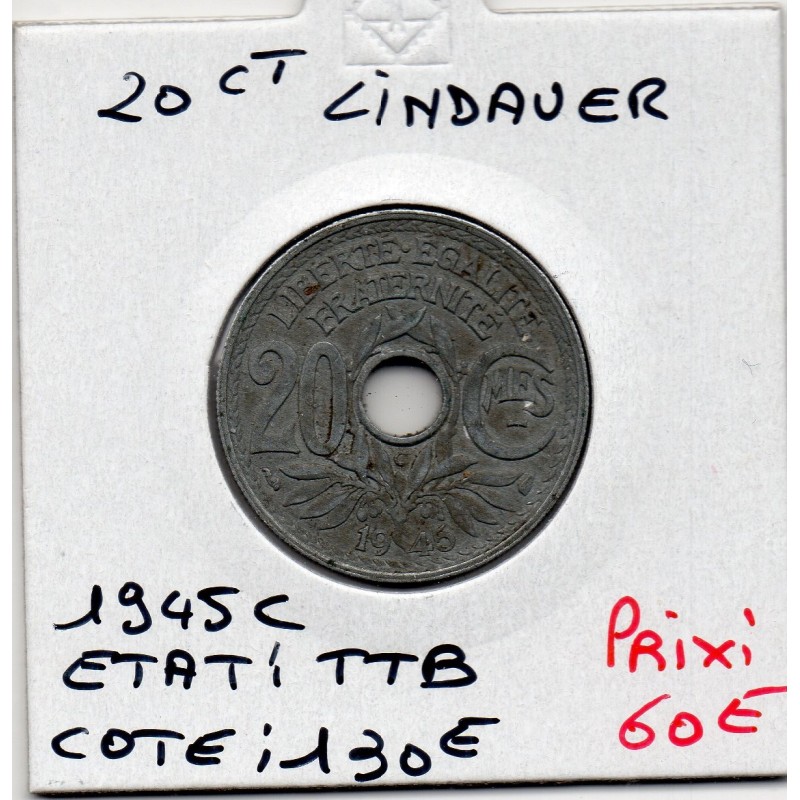 20 centimes Lindauer 1945 C Castelsarrasin TTB, France pièce de monnaie