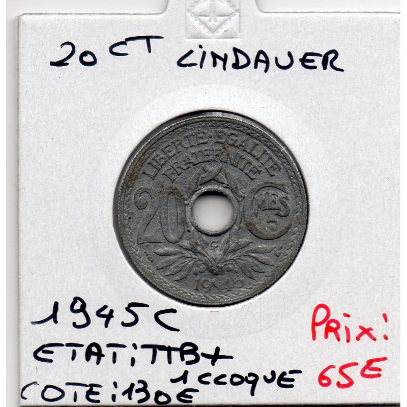 20 centimes Lindauer 1945 C Castelsarrasin TTB+, France pièce de monnaie