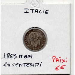 Italie 20 centesimi 1863 M BN TTB,  KM 13.1 pièce de monnaie