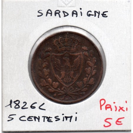 Italie Sardaigne 5 centesimi 1826 L TB+, KM 127 pièce de monnaie