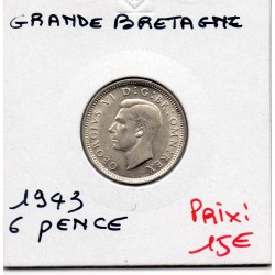 Grande Bretagne 6 pence 1943 FDC, KM 852 pièce de monnaie