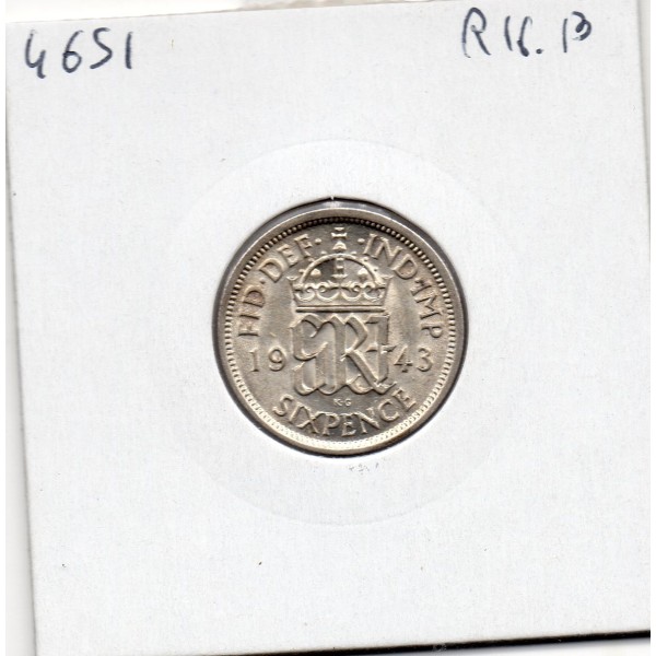 Grande Bretagne 6 pence 1943 FDC, KM 852 pièce de monnaie