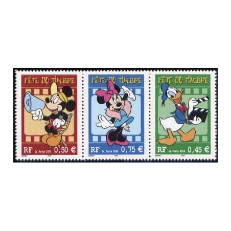 Timbre France Yvert No T3641a Fête du timbre Triptyque, avec Michey, Donald et Minnie