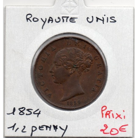 Grande Bretagne 1/2 Penny 1854 Sup-, KM 726 pièce de monnaie