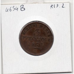 Prusse 3 pfennig 1873 C TTB KM 482 pièce de monnaie